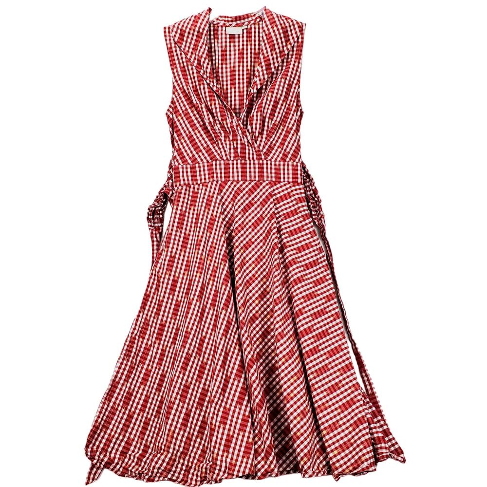 Red gingham Eshakti Cottagecore  Flowy Stretch Waist  size  4